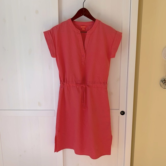 Linen Blend Coral Dress - Picture 1 of 5